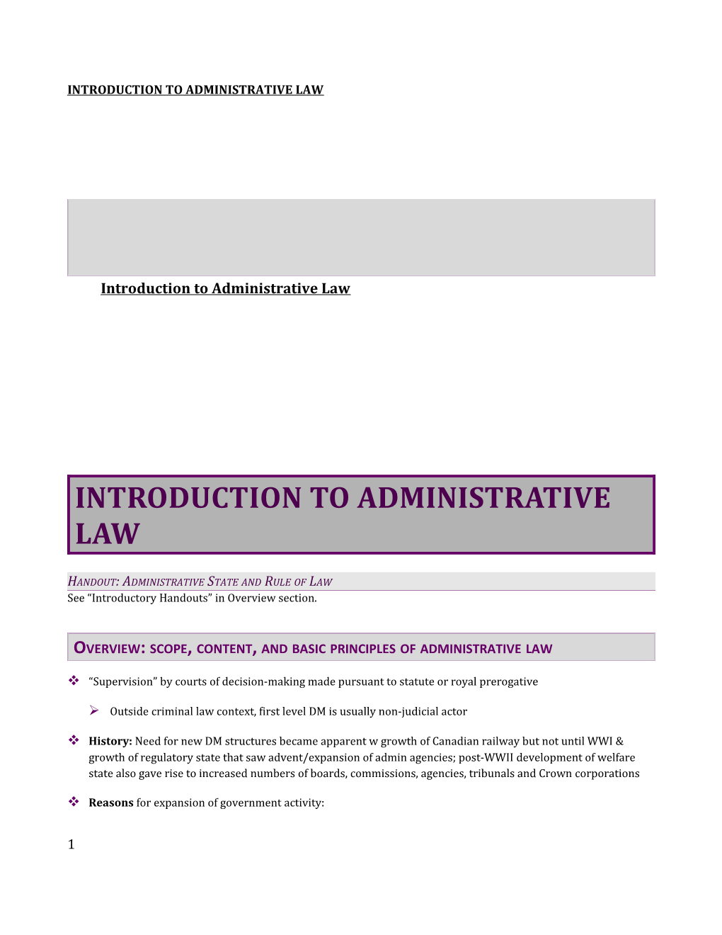 Introduction to Administrative Law