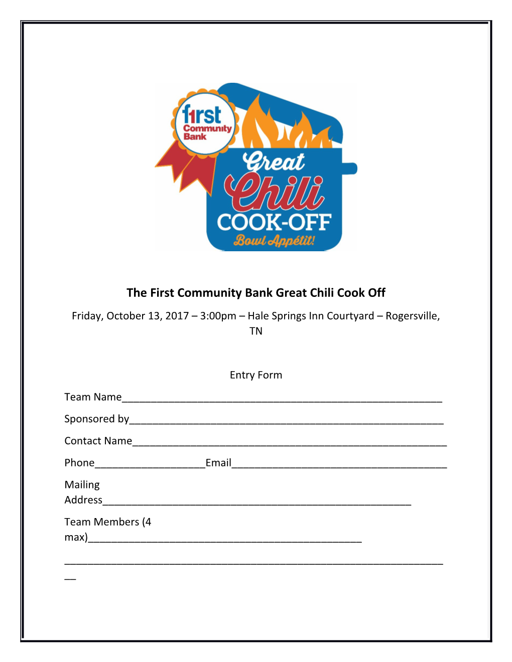 The First Community Bank Great Chili Cook Off