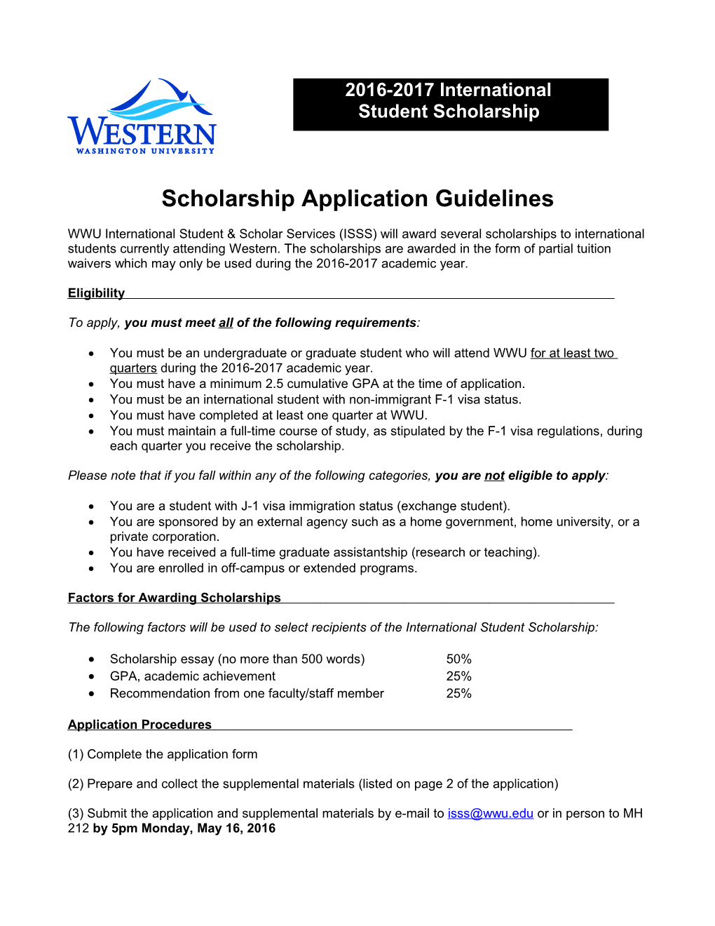 Scholarship Application Guidelines