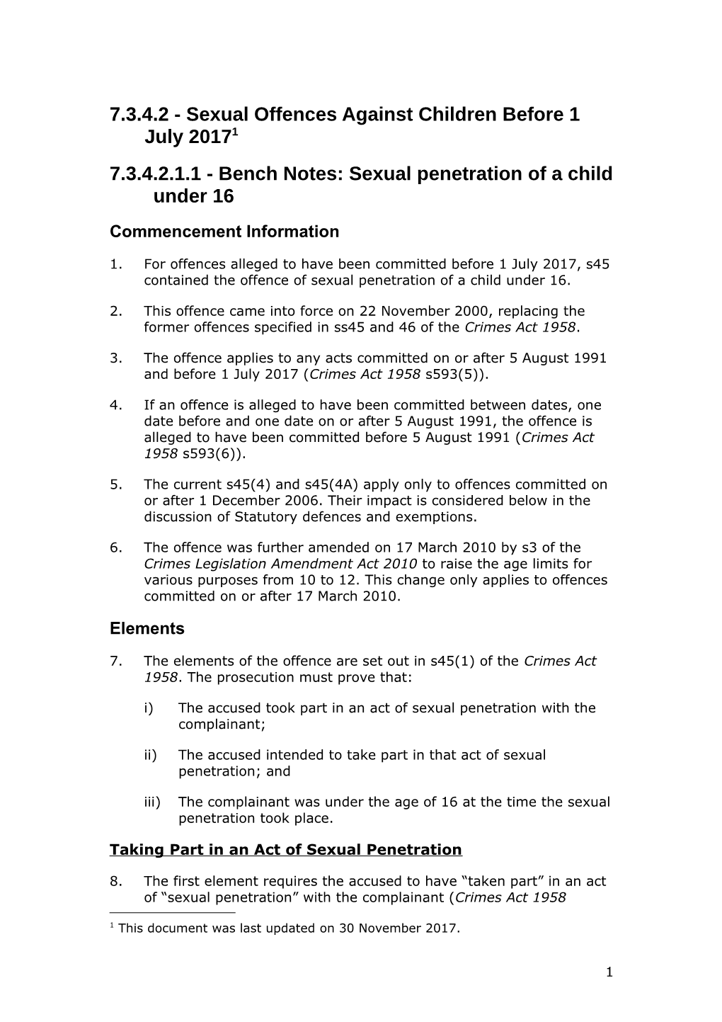 7.3.4.2.1.1 - Bench Notes: Sexual Penetration of a Child Under 16