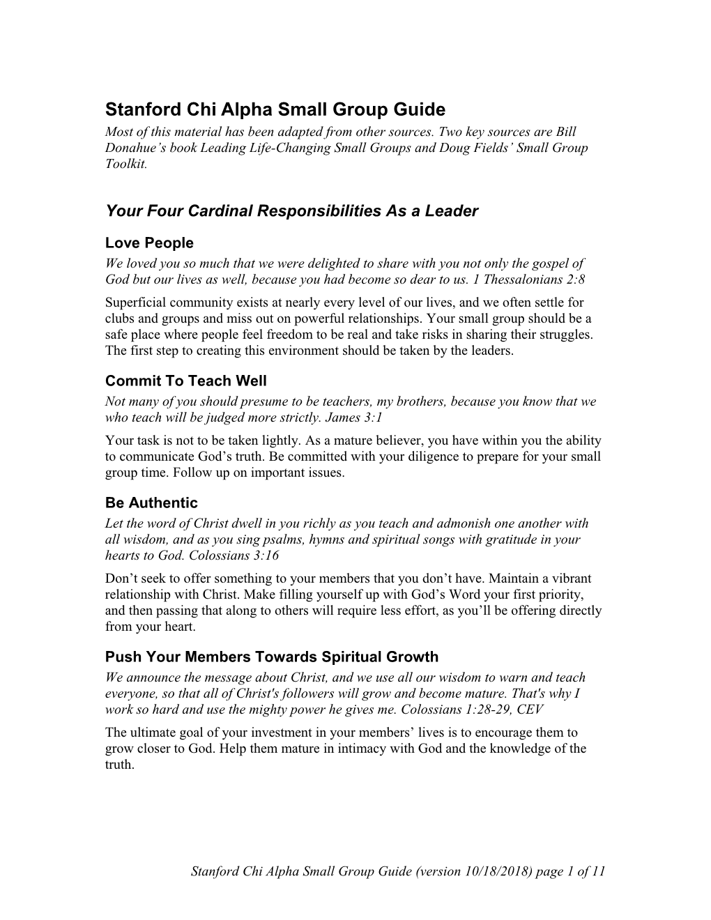 Stanford Chi Alpha Small Group Guide