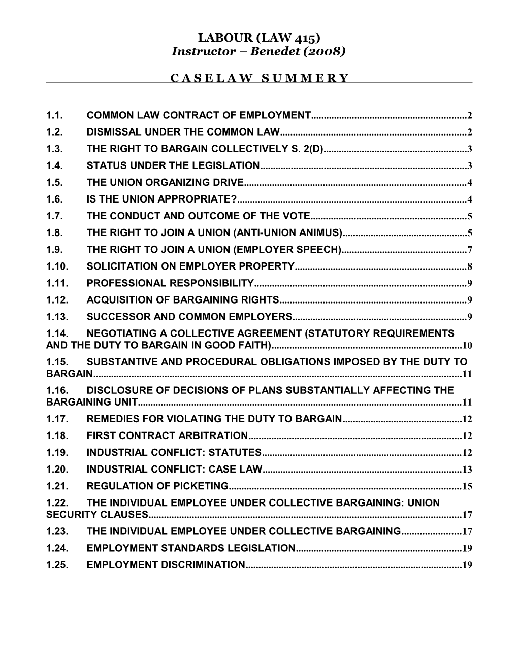 1.1.Common Law Contract of Employment