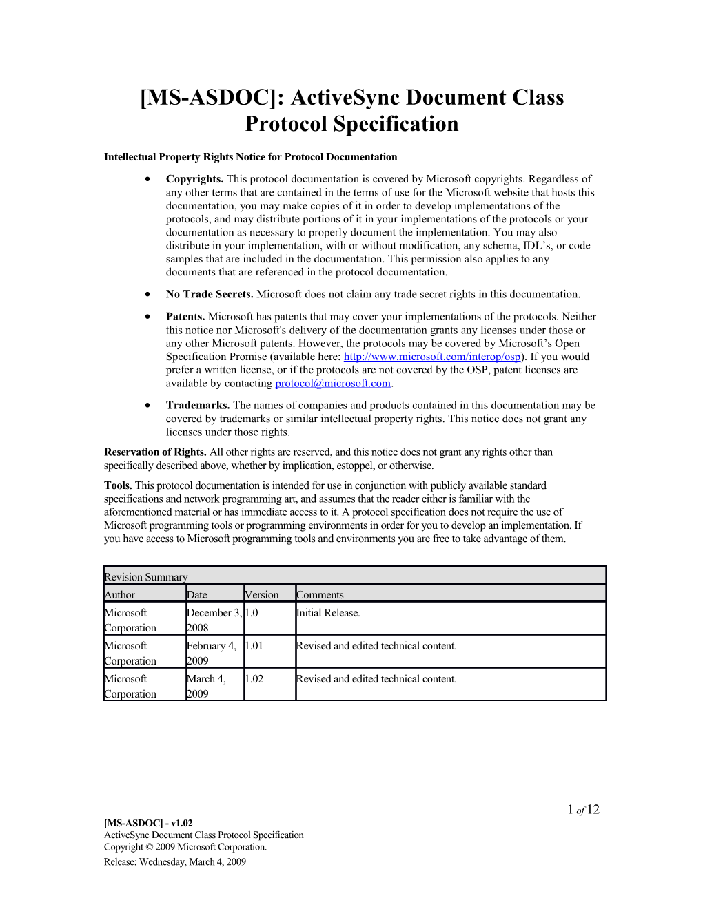 MS-ASDOC : Activesync Document Class Protocol Specification