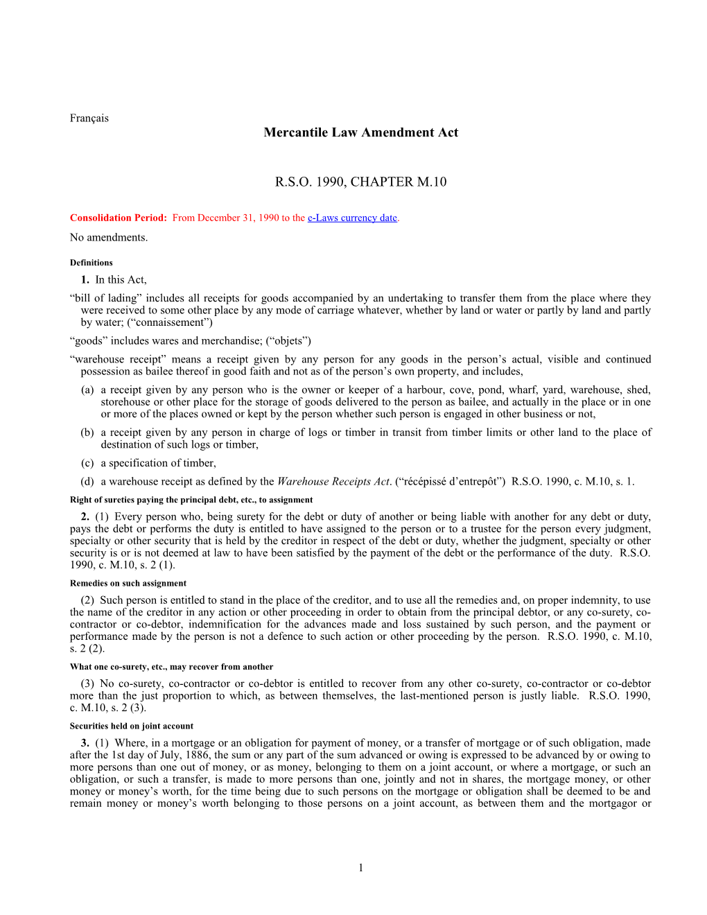 Mercantile Law Amendment Act, R.S.O. 1990, C. M.10
