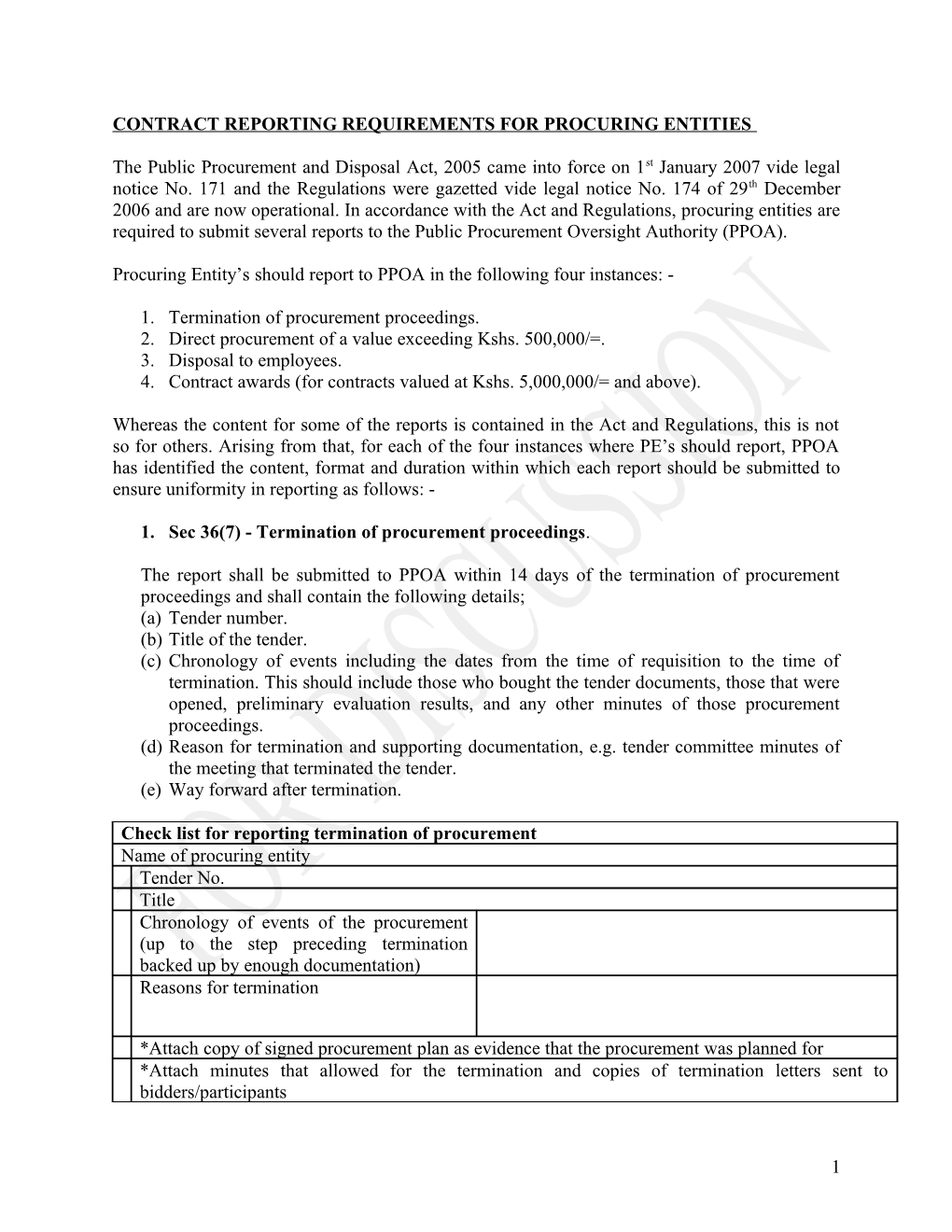 Contract Reporting Requirements for Procuring Entities