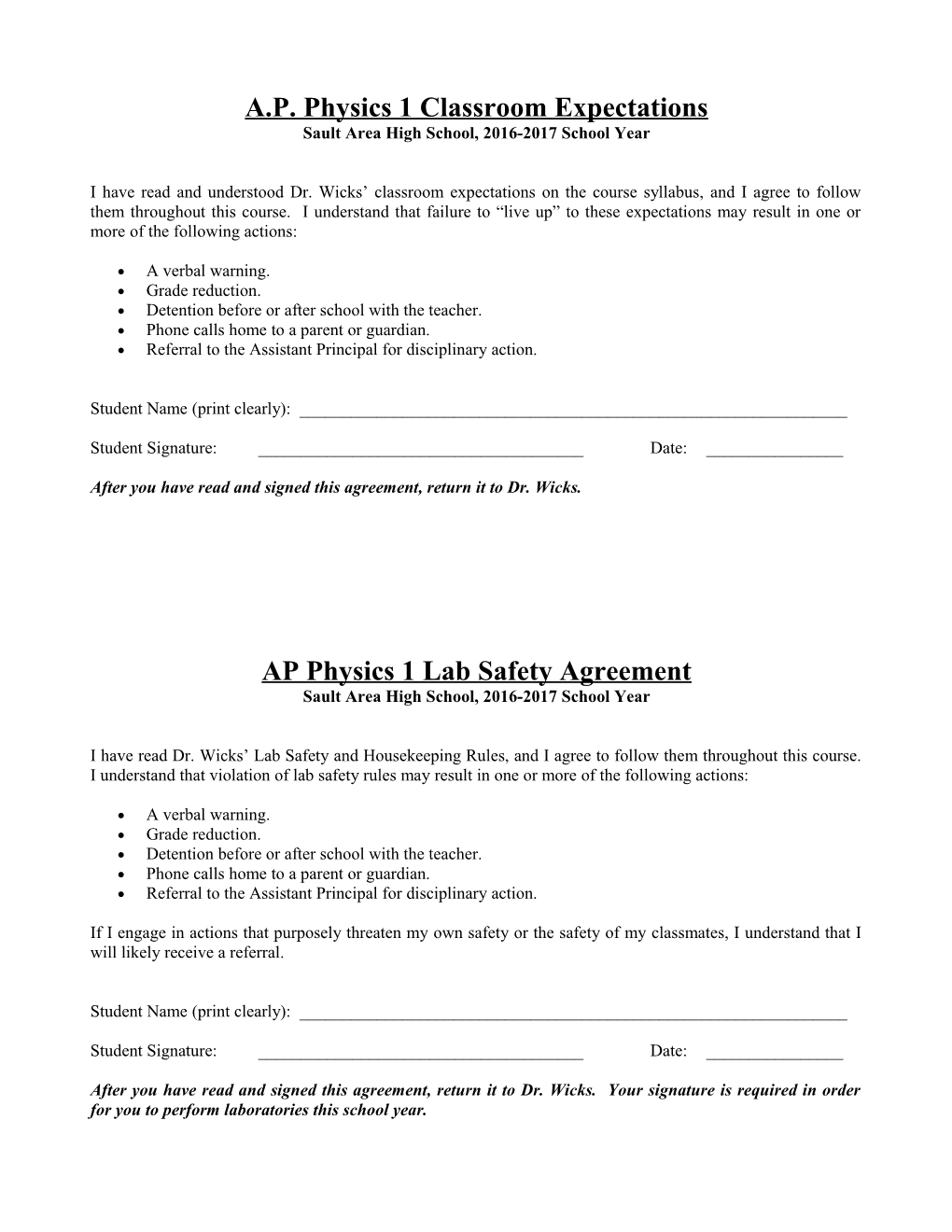 Upward Bound Chemistry Lab Safety and Housekeeping Rules