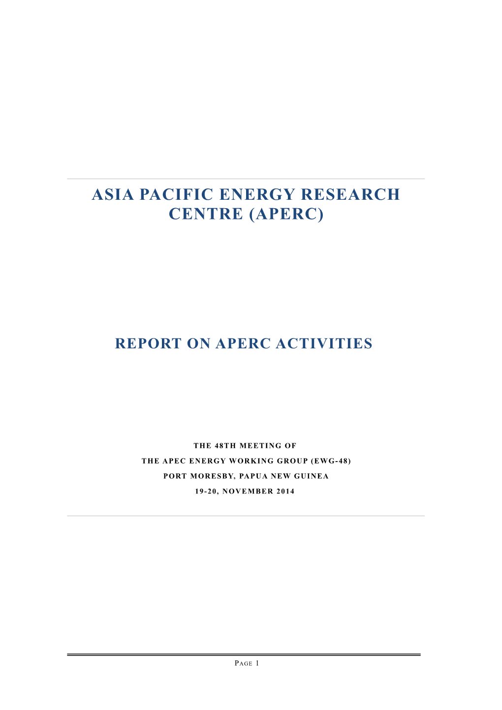 Asia Pacific Energy Research Centre (APERC)