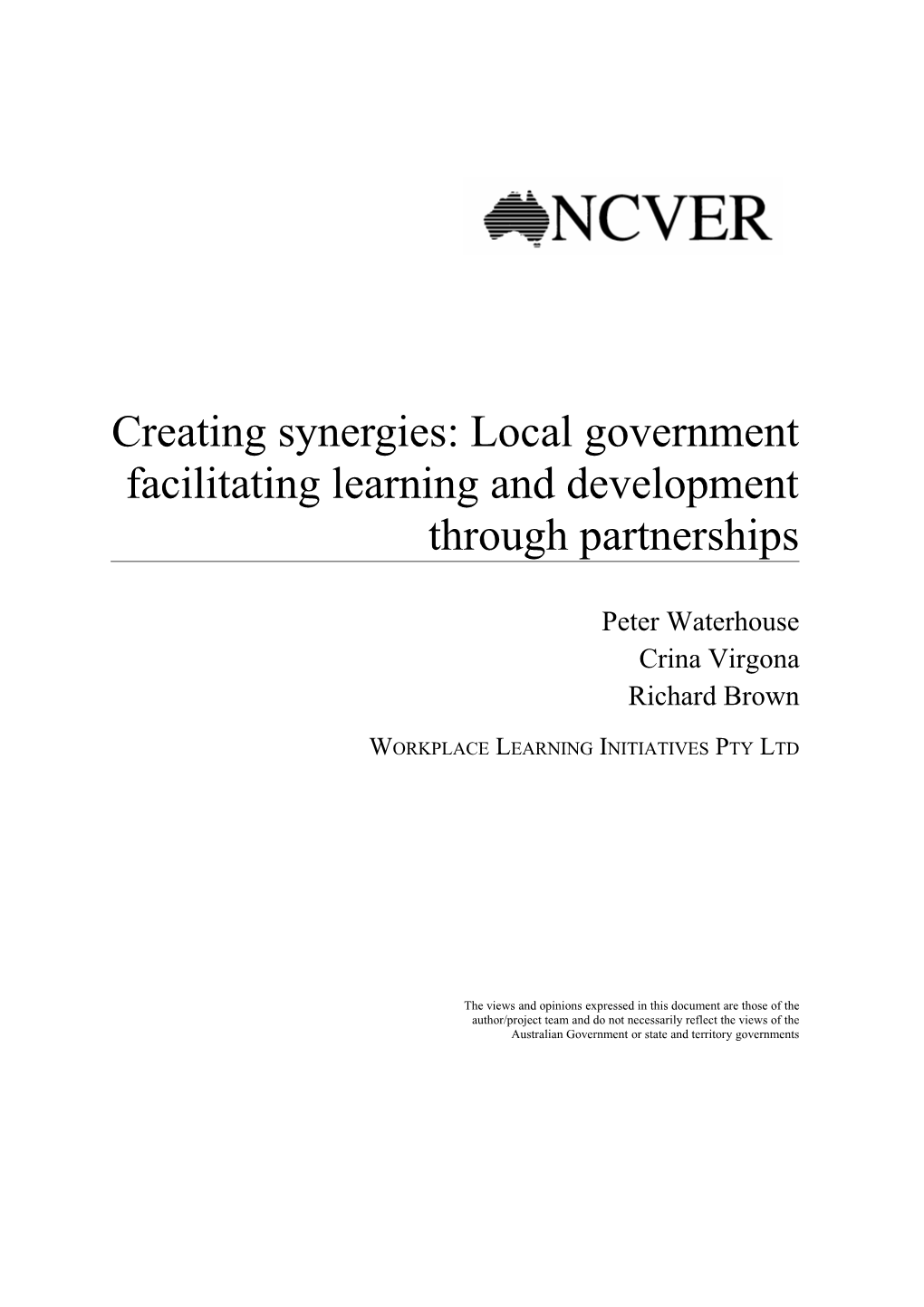 Creating Synergies: Local Government Facilitating Learning and Development Through Partnerships