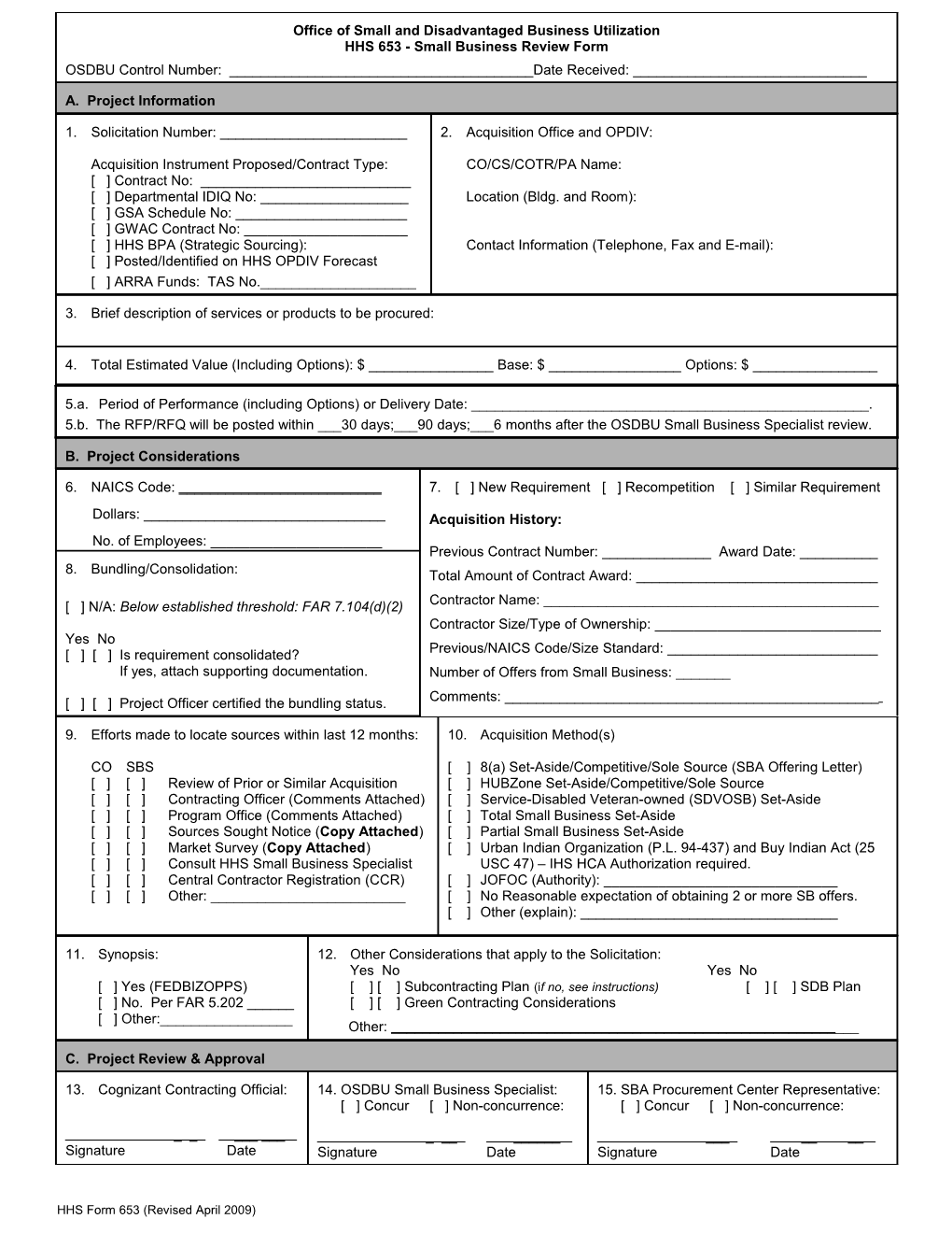 Dhhs Small Business Review Form