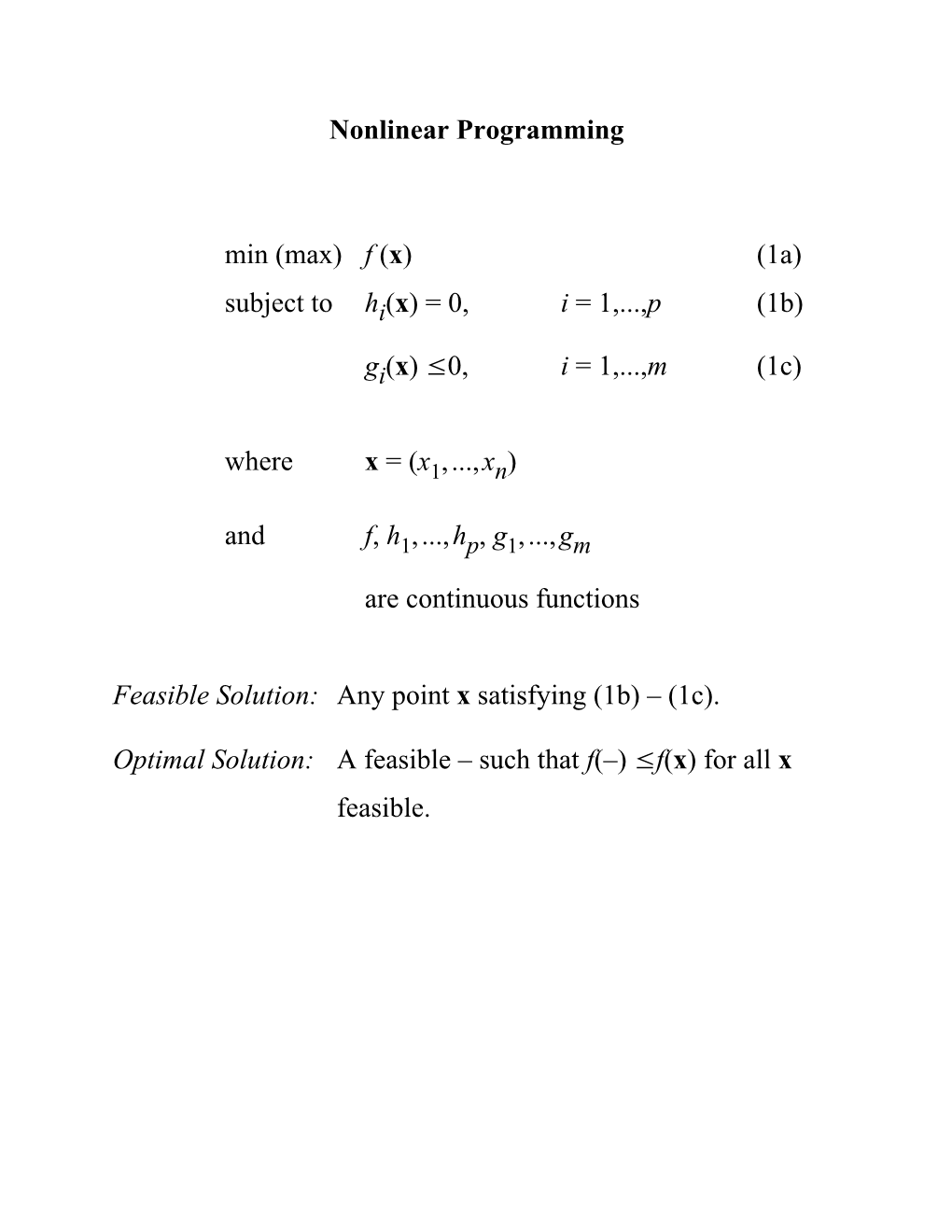 Nonlinear Programming