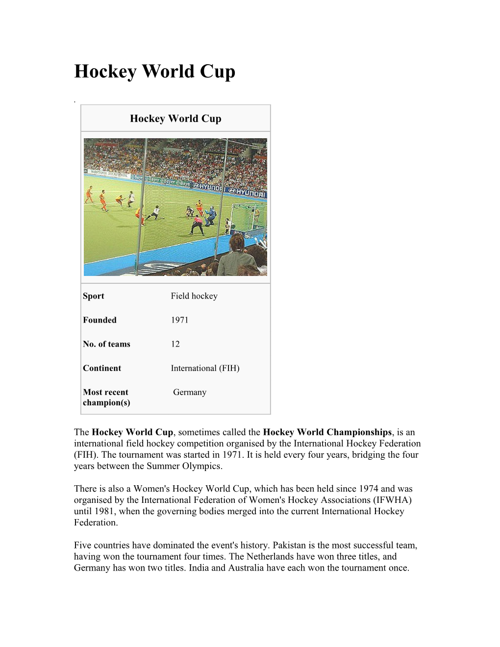 Hockey World Cup