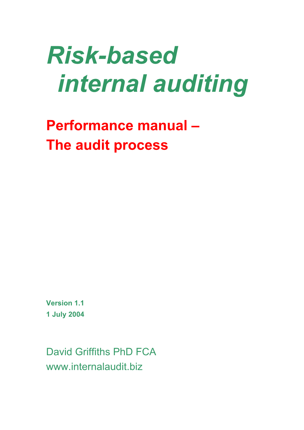 Performance Standards Manual