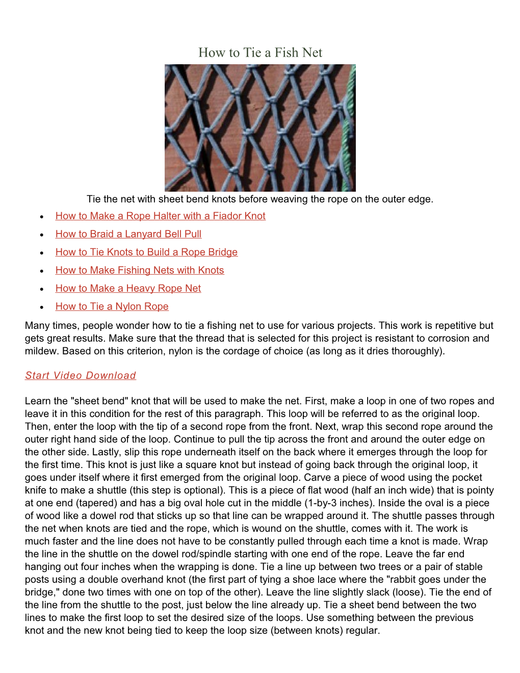 How to Tie a Fish Net