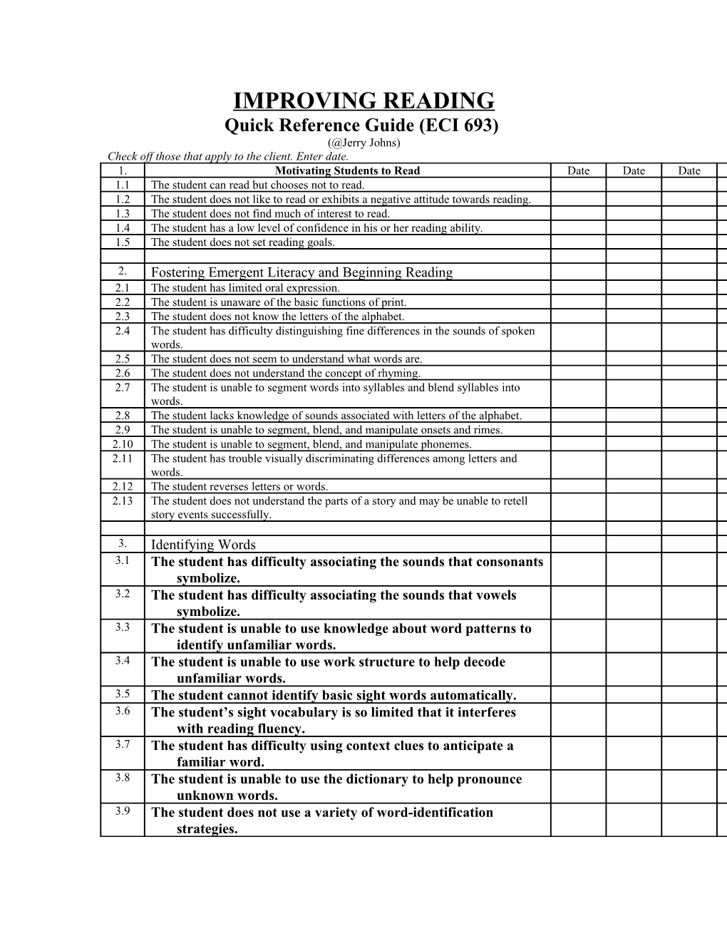 Quick Reference Guide (ECI 693)