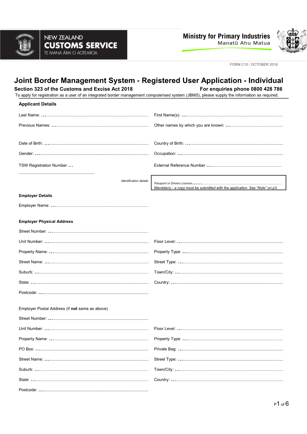 Customs Computerised Entry Processing System Registered User Update