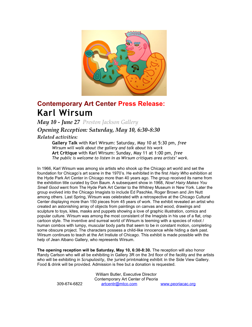 Contemporary Art Center Press Release