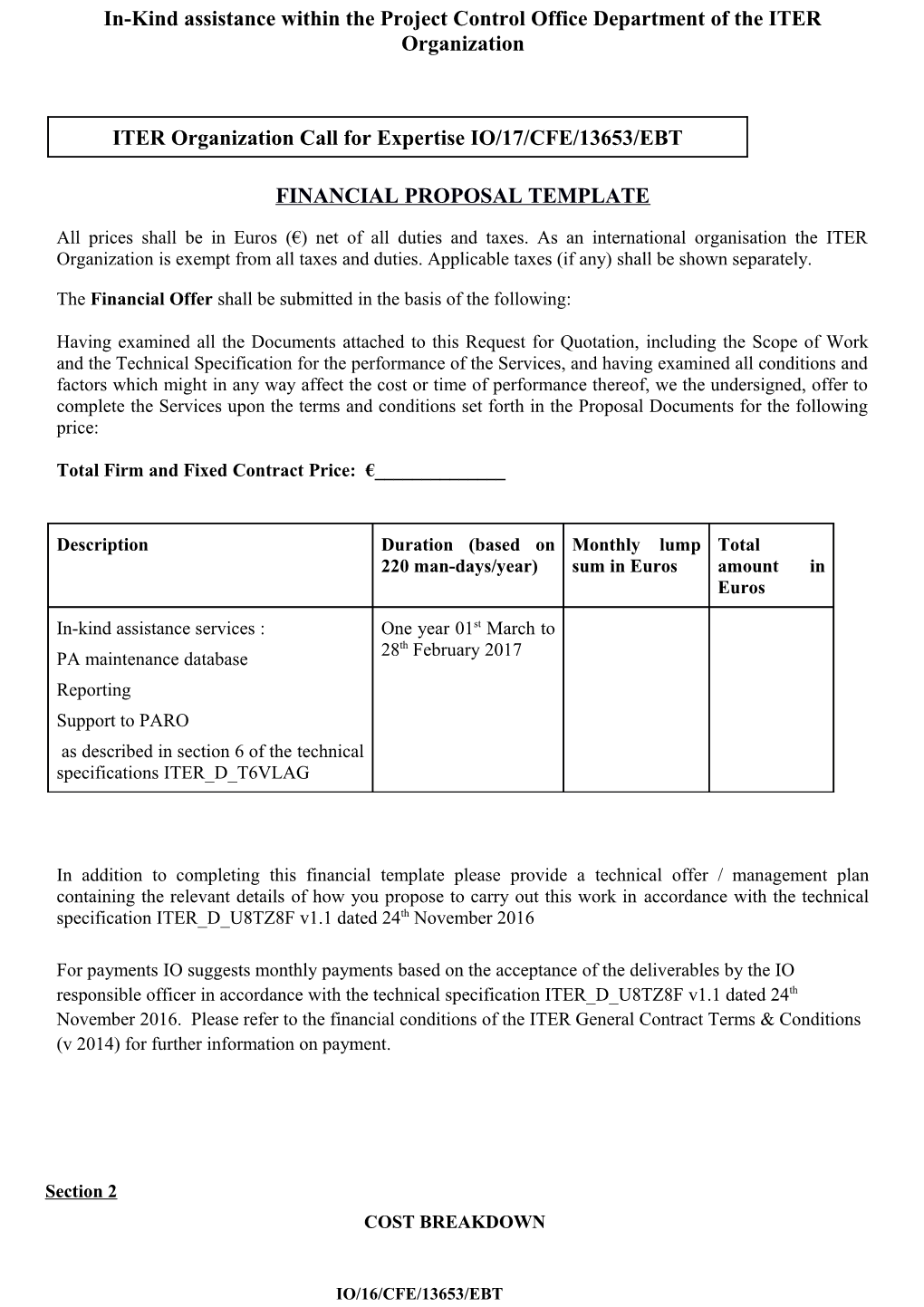 Provision for Services in Support of Plasma Engineering and Analysis for ITER Internal