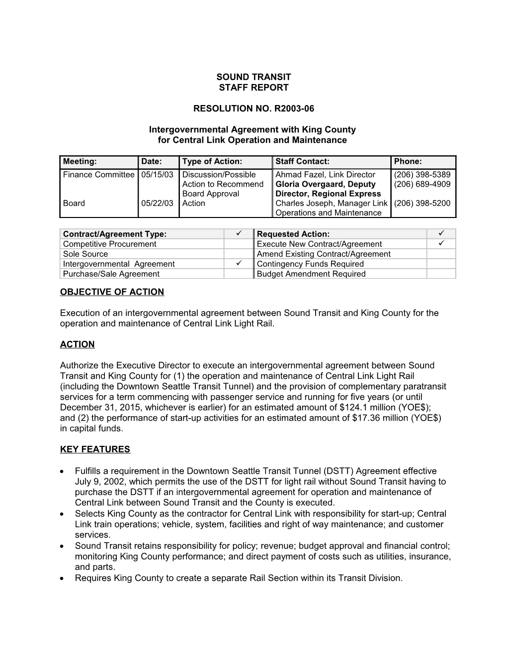 Intergovernmental Agreement with Kingcounty