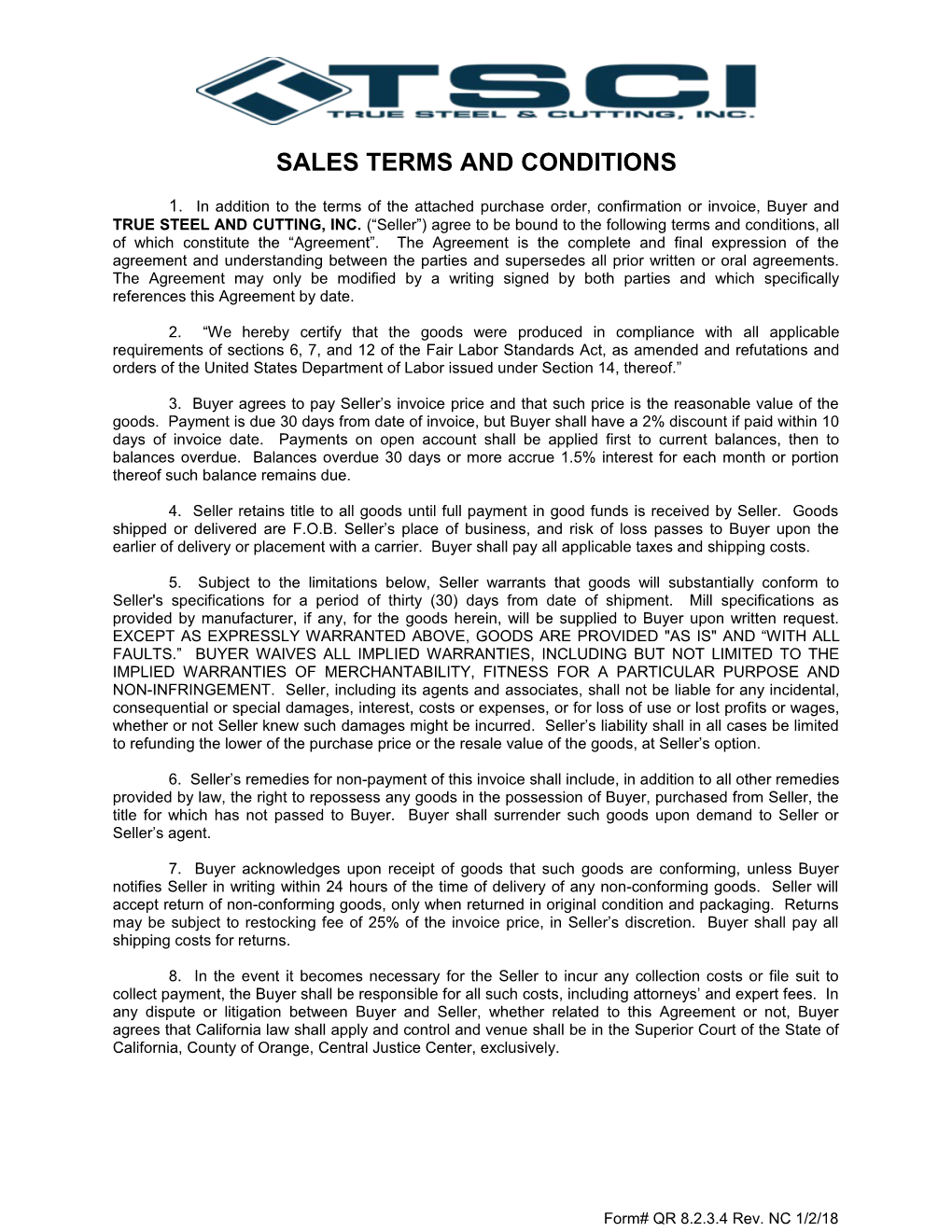 Sales Terms & Conditions