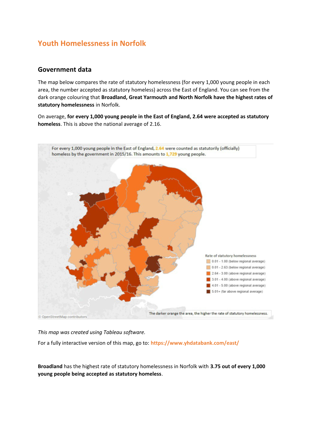 Youth Homelessness in Norfolk