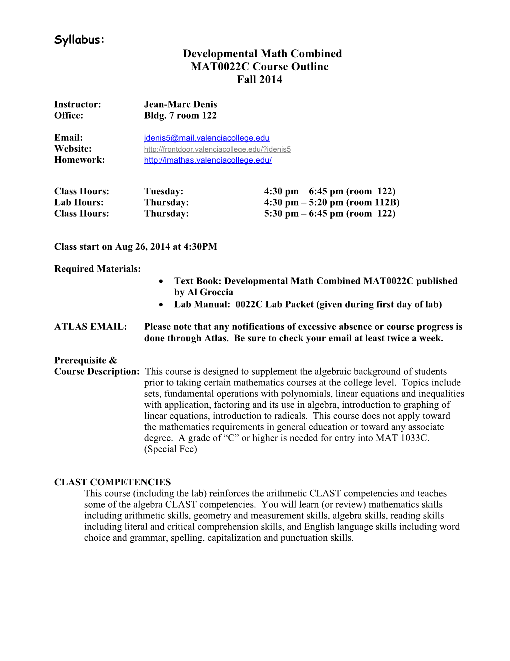 MAT0022C Course Outline