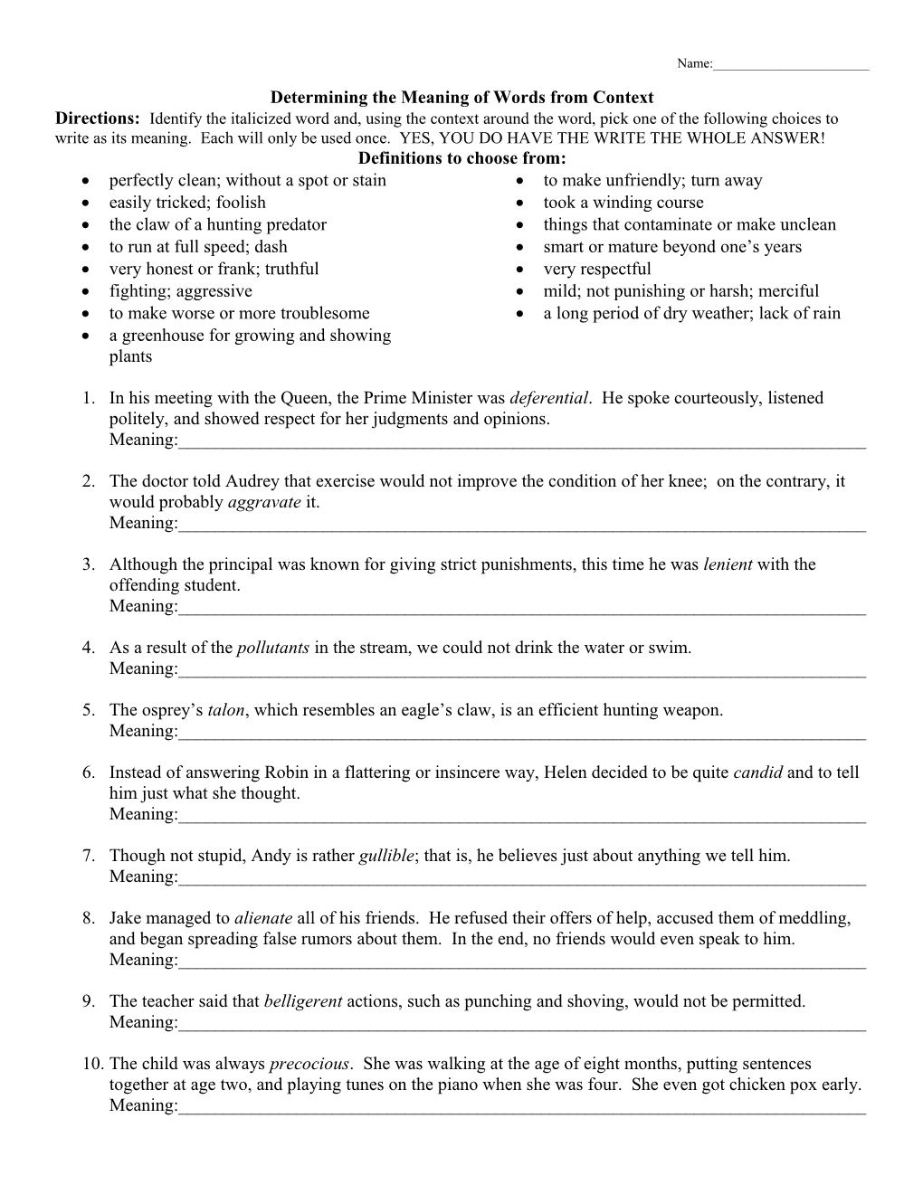 Determining the Meaning of Words from Context