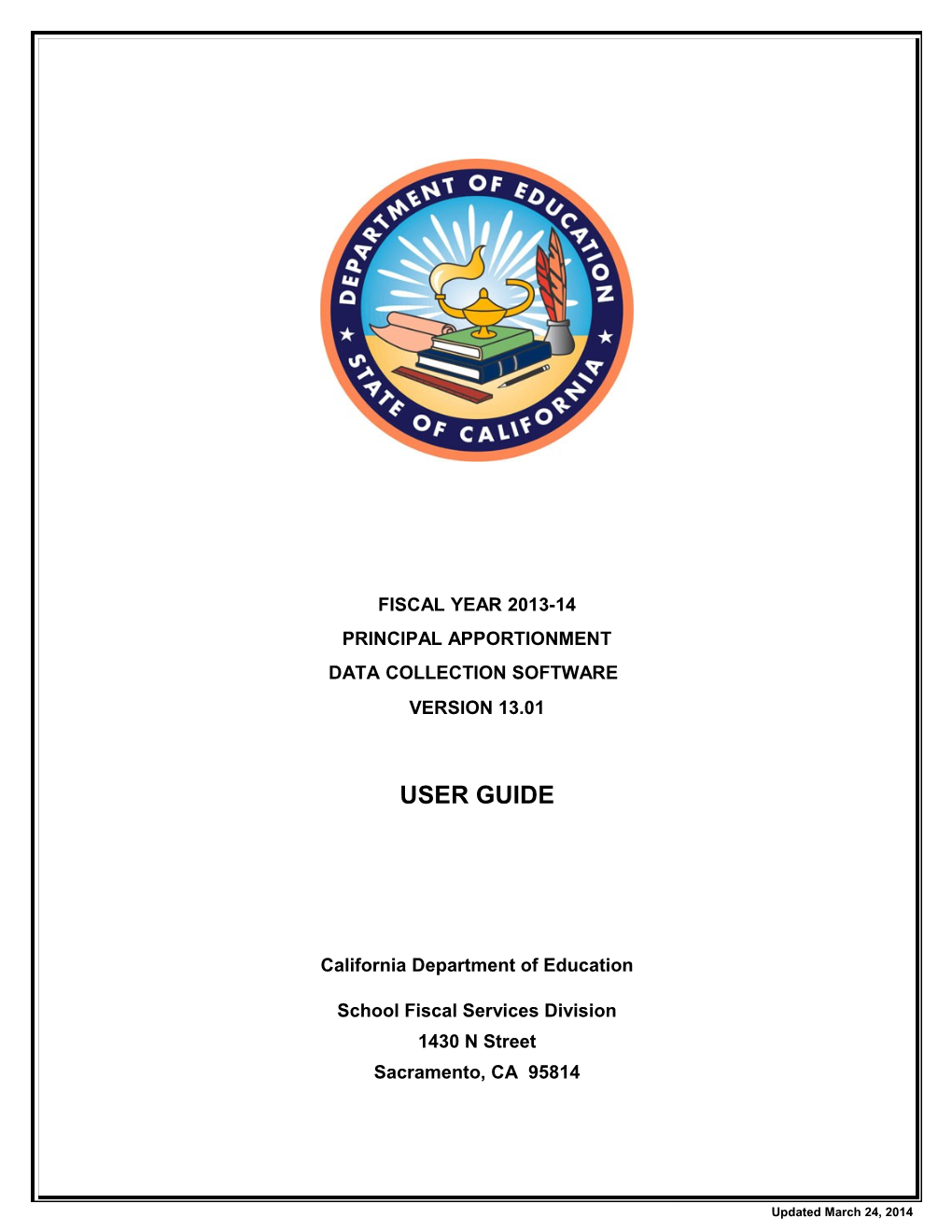 PA Software User Guide, FY 2013-14 P2 - Principal Apportionment (CA Dept of Education)