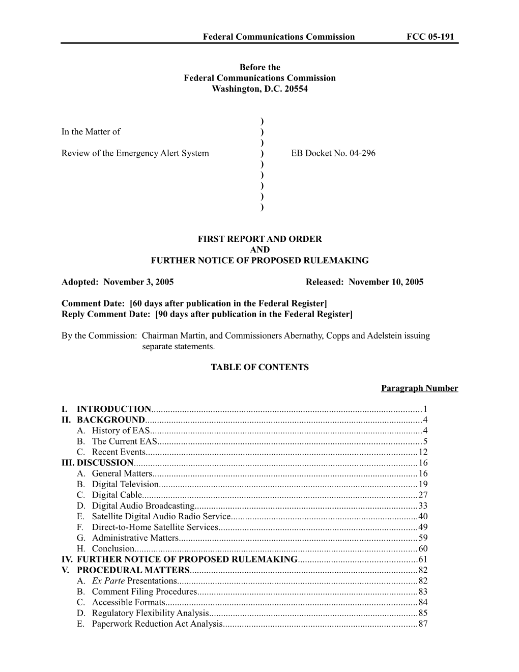 Federal Communications Commissionfcc 05-191