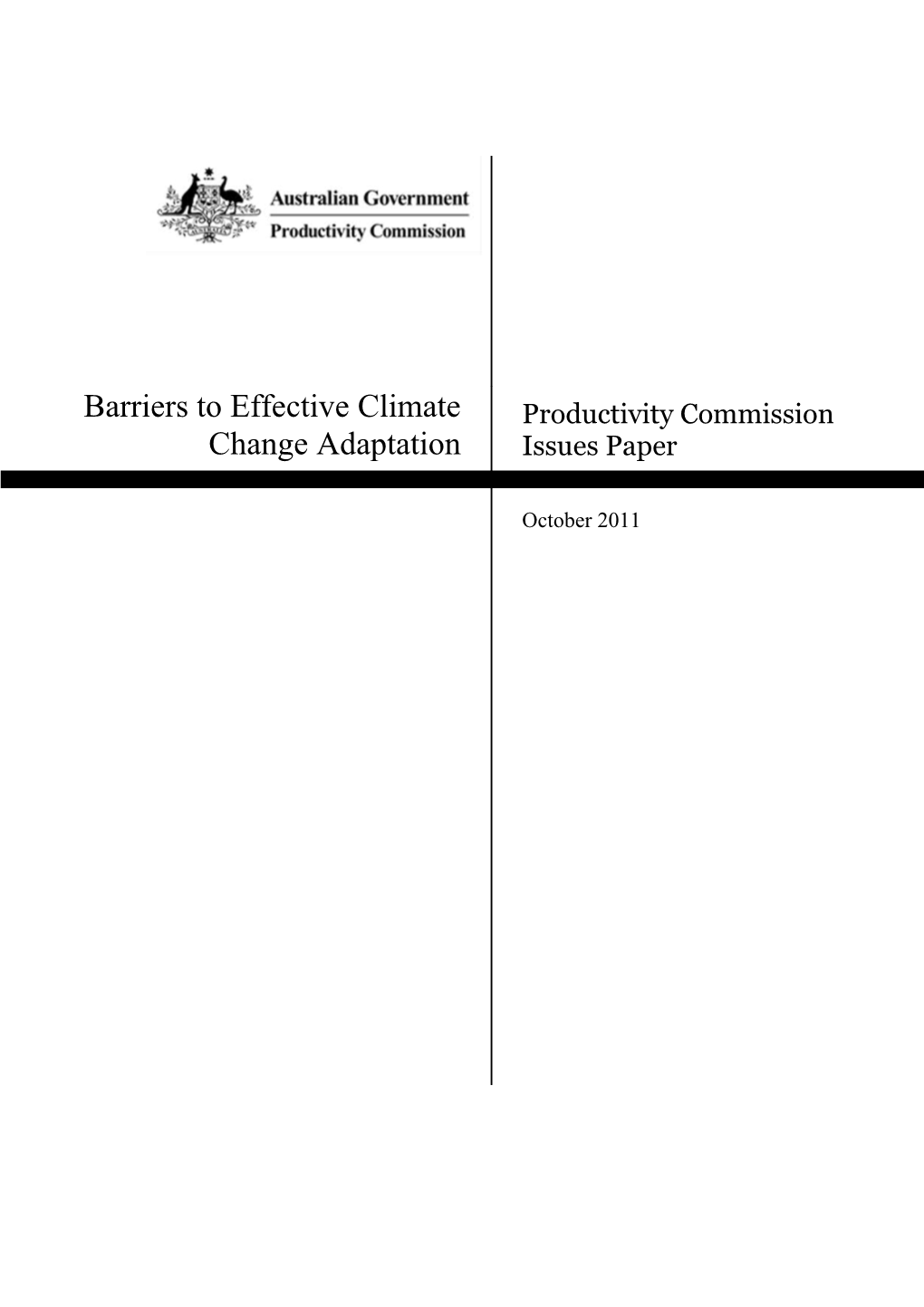 Issues Paper - Barriers to Effective Climate Change Adaptation