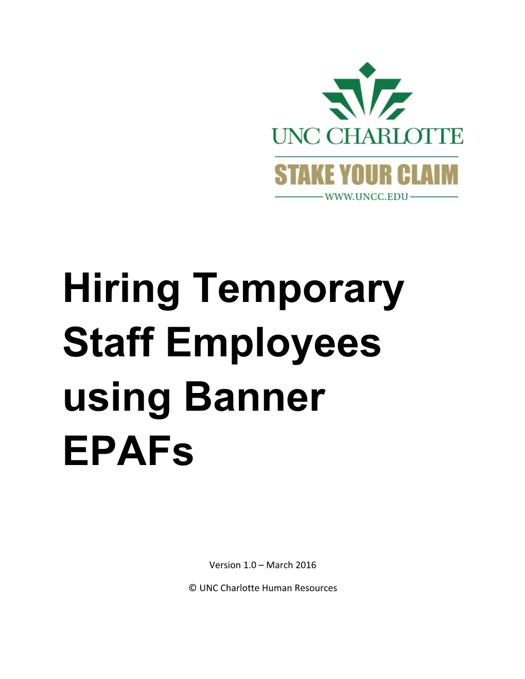 Hiring Temporary Staffemployees Using Banner Epafs