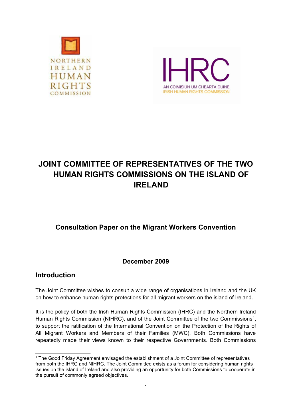 Joint Committee of Representatives of the Two Human Rights Commissions on the Island of Ireland