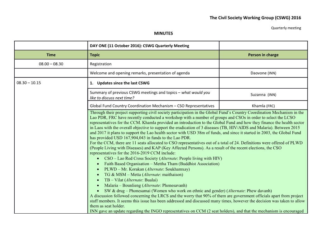 The Civil Society Working Group (CSWG) 2016