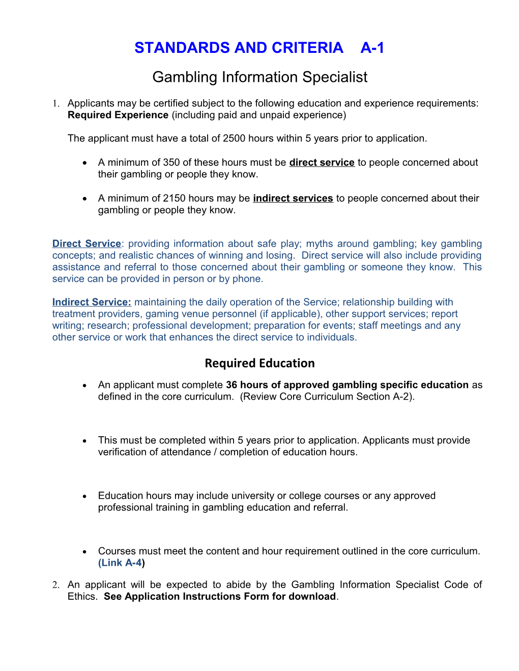 Application Instruction Form A1