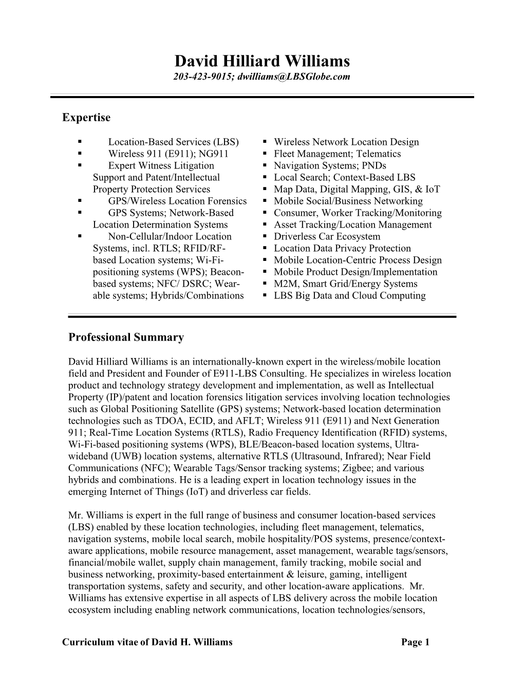 Curriculum Vitaeof David H. Williamspage 1