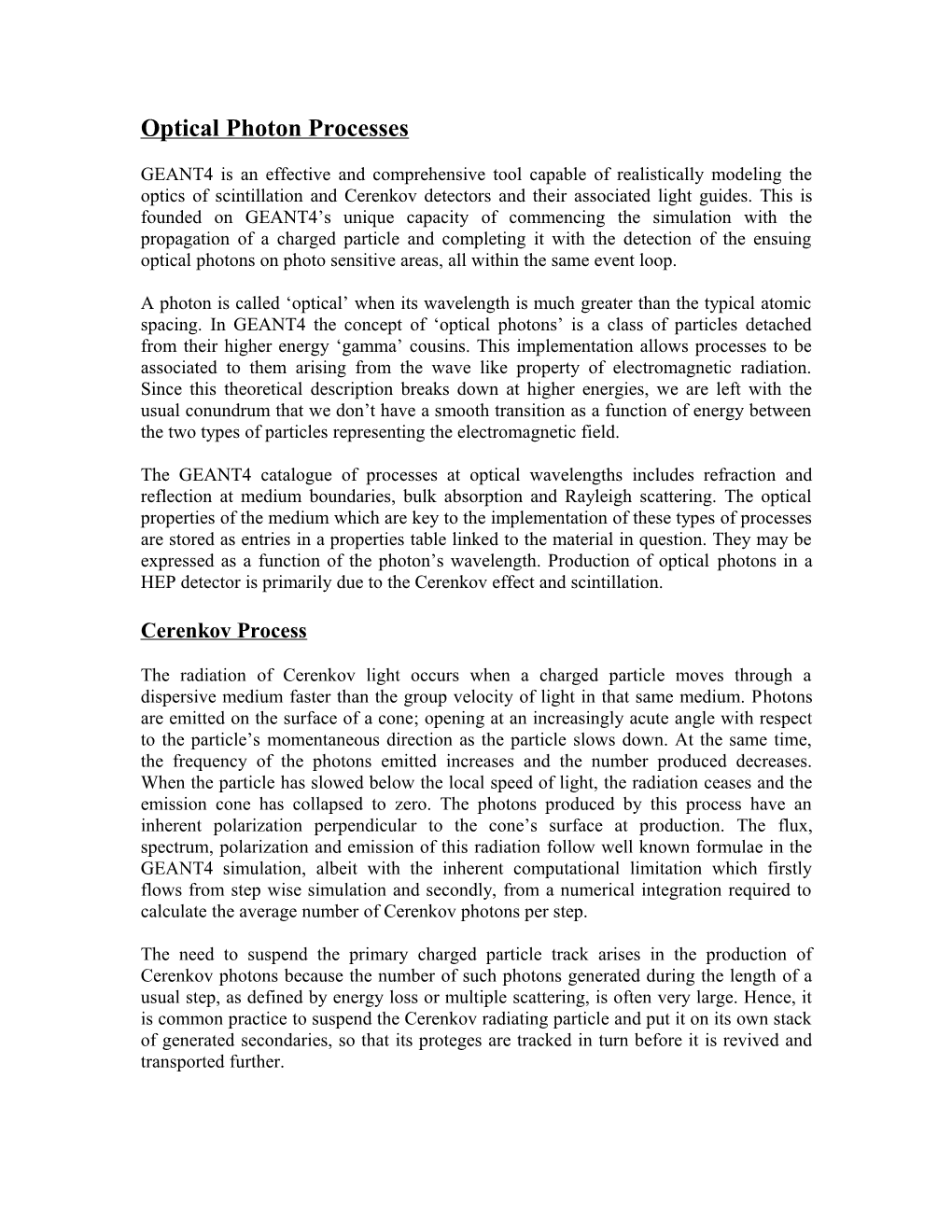 Optical Photon Processes