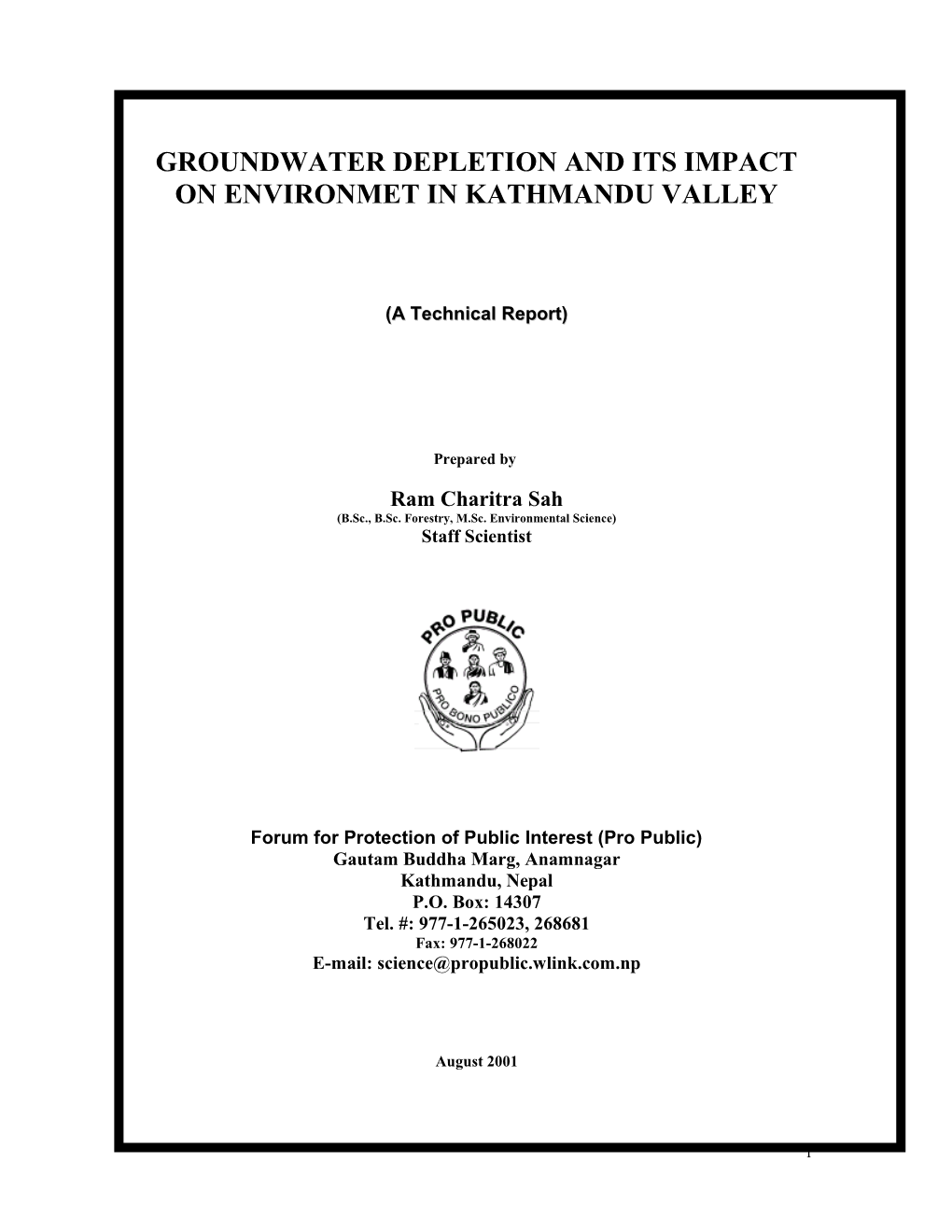 Groundwater Depletion and Its Impact on Environmet