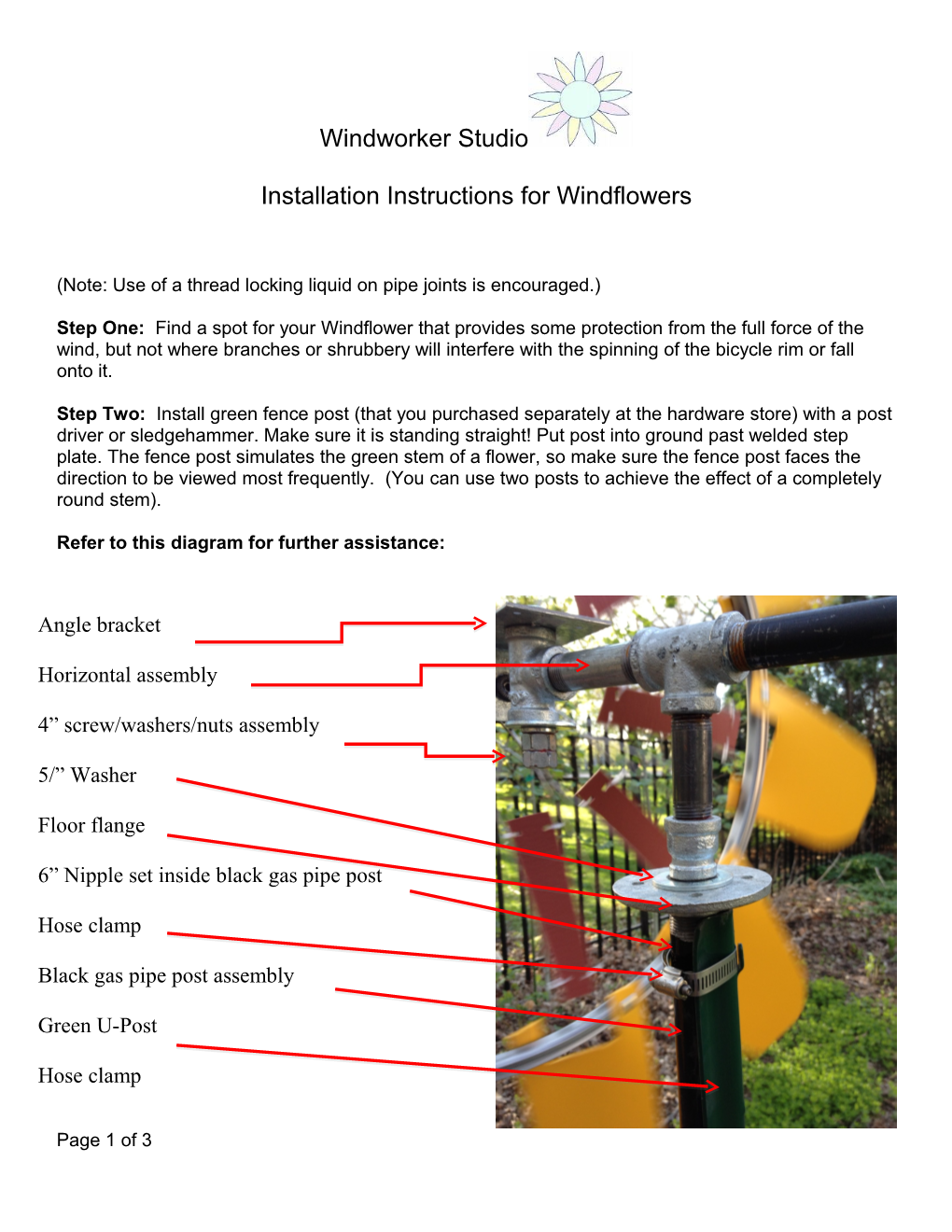 Installation Instructions for Windflowers
