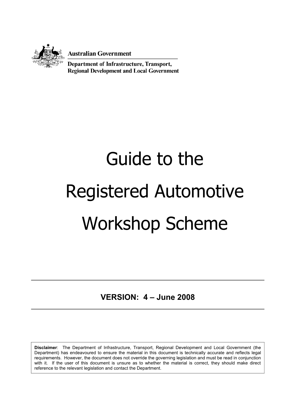 Guide to the Registered Automotive Workshop Scheme