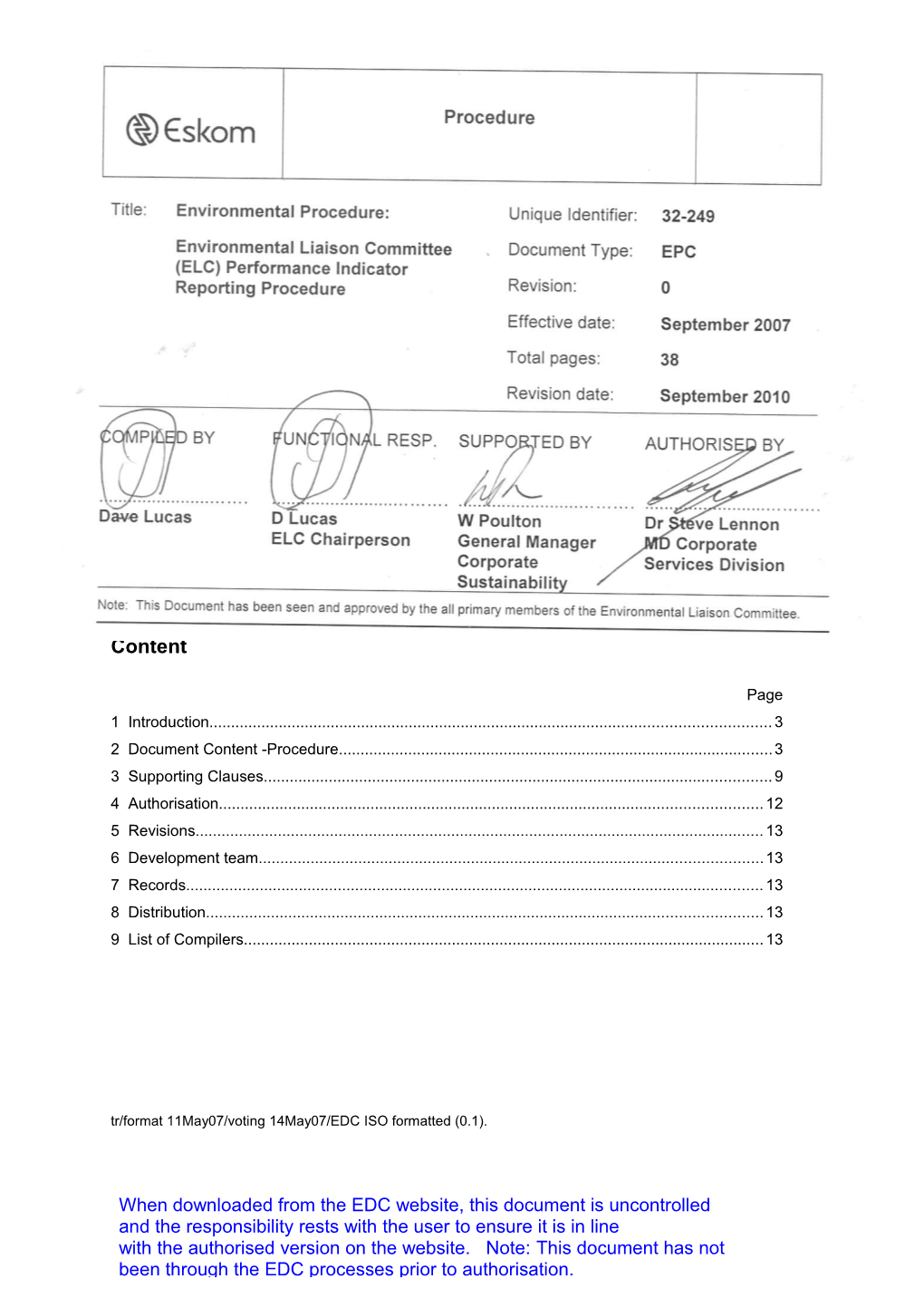 Annex AELC BPR and OHD Report to CTAD