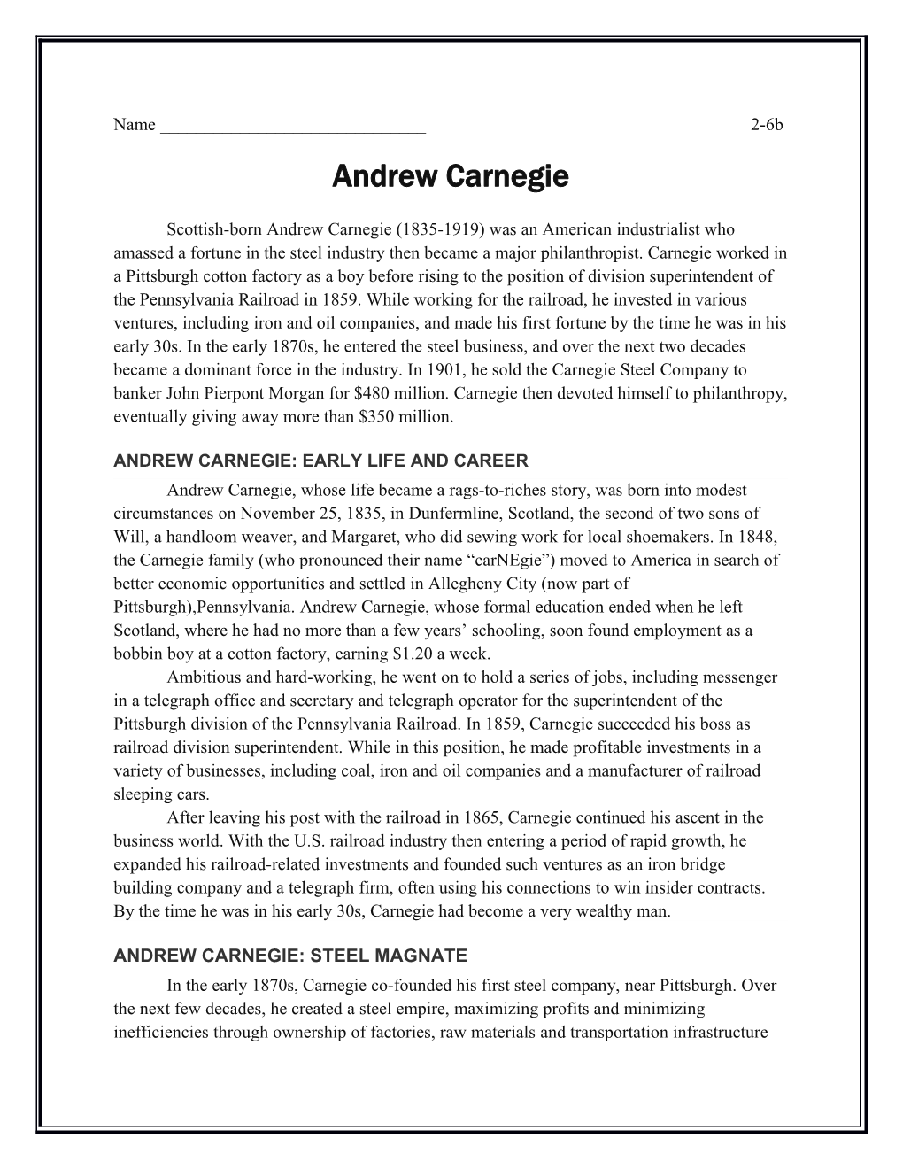 Andrew Carnegie: Early Life and Career