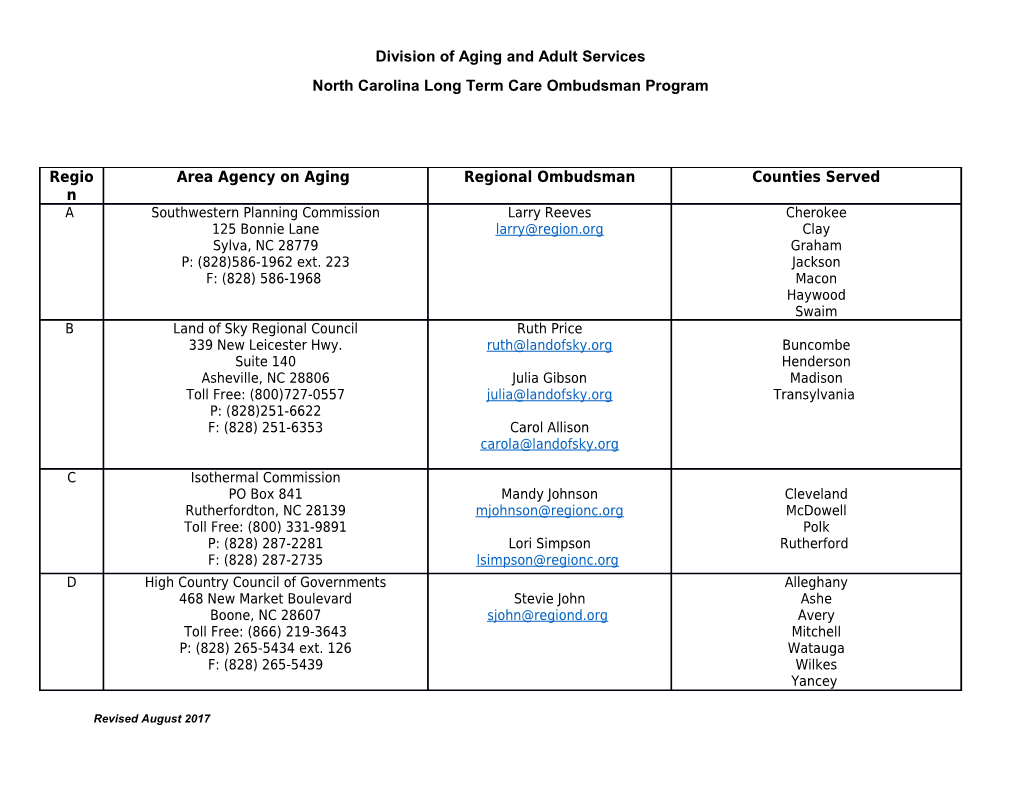 North Carolina Long Term Care Ombudsman Program