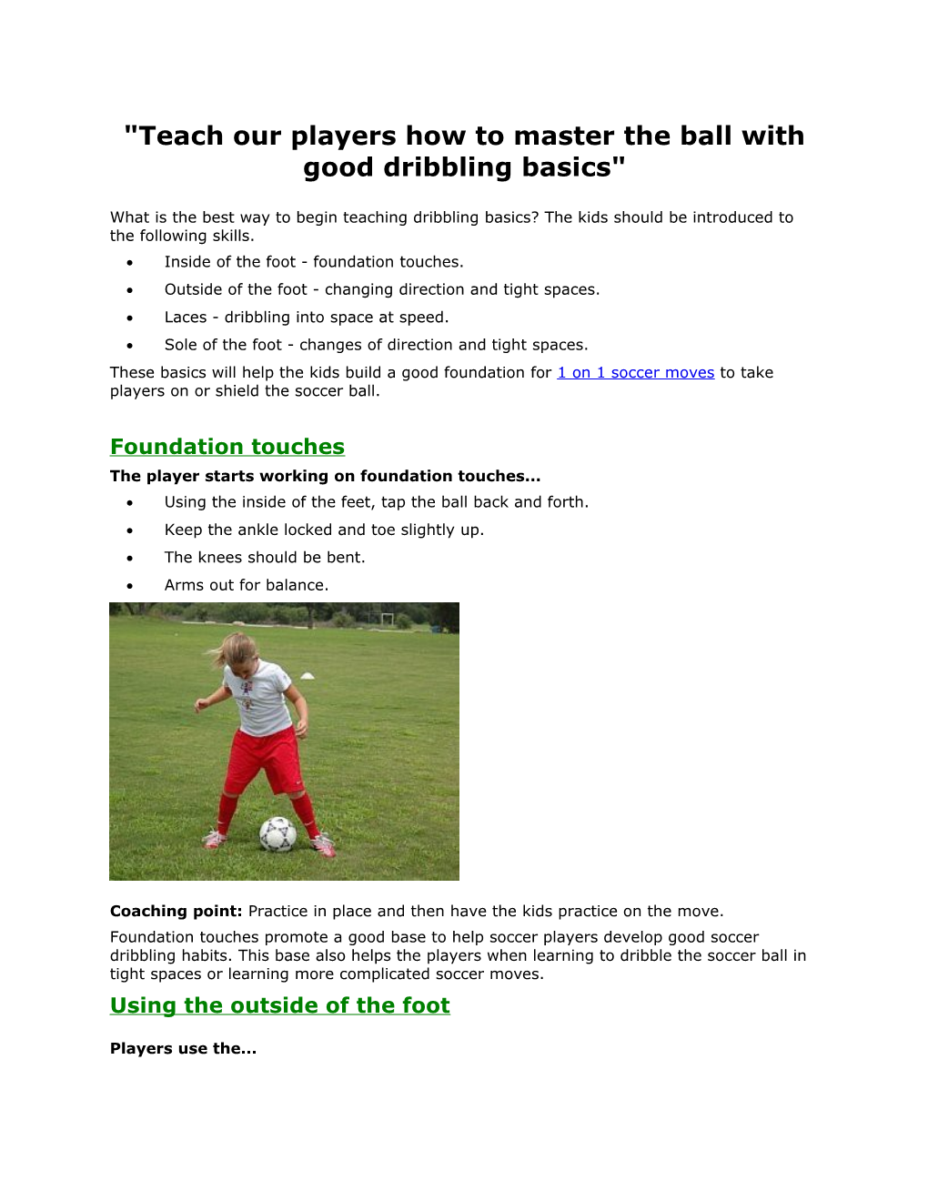 Teach Our Players How to Master the Ball with Good Dribbling Basics