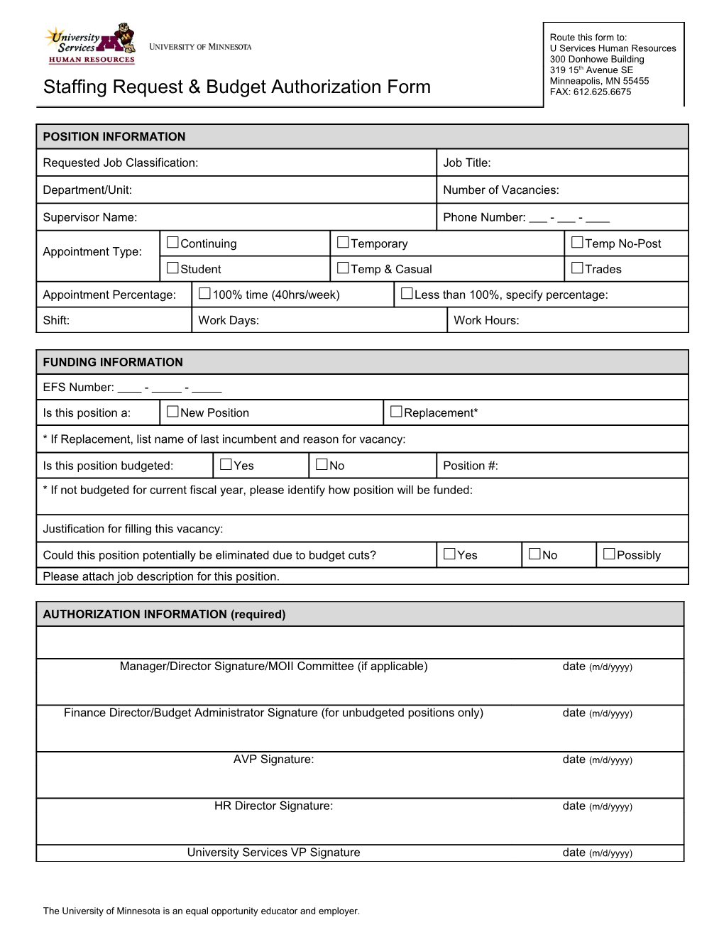 Staffing Request Form Instructions