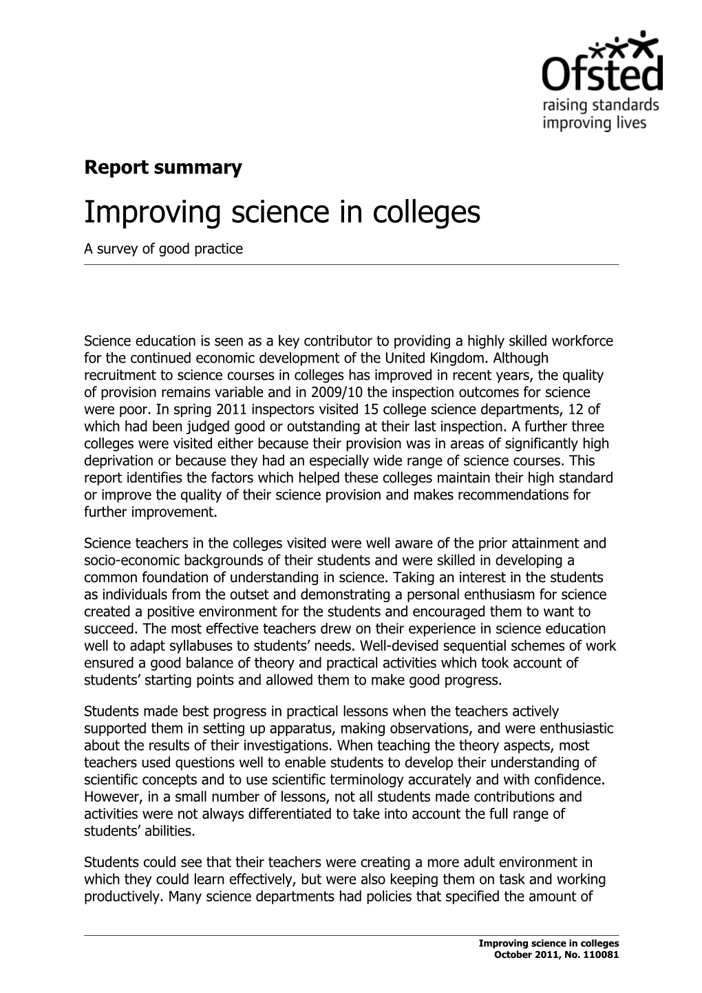 Improving Science in Colleges