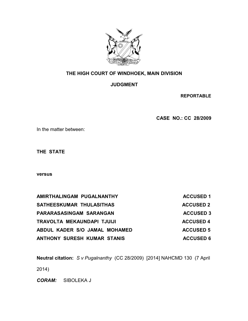 The High Court of Windhoek, Main Division