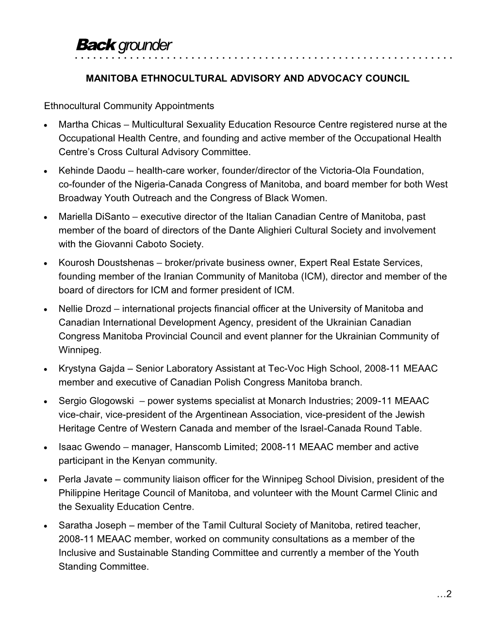 Manitoba Ethnocultural Advisory and Advocacy Council