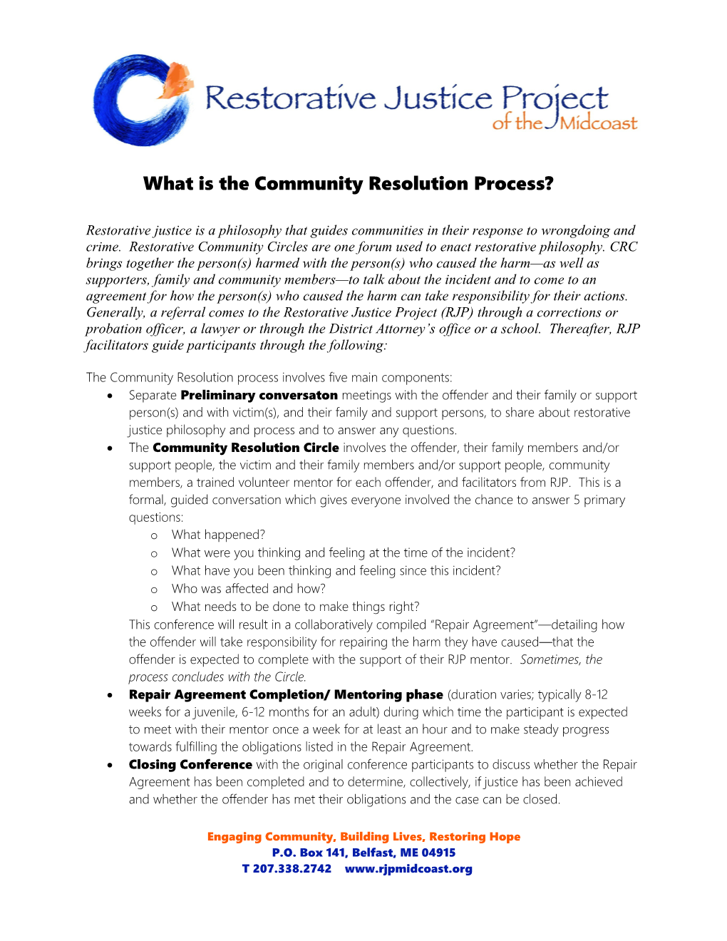 What Is the Community Resolution Process?