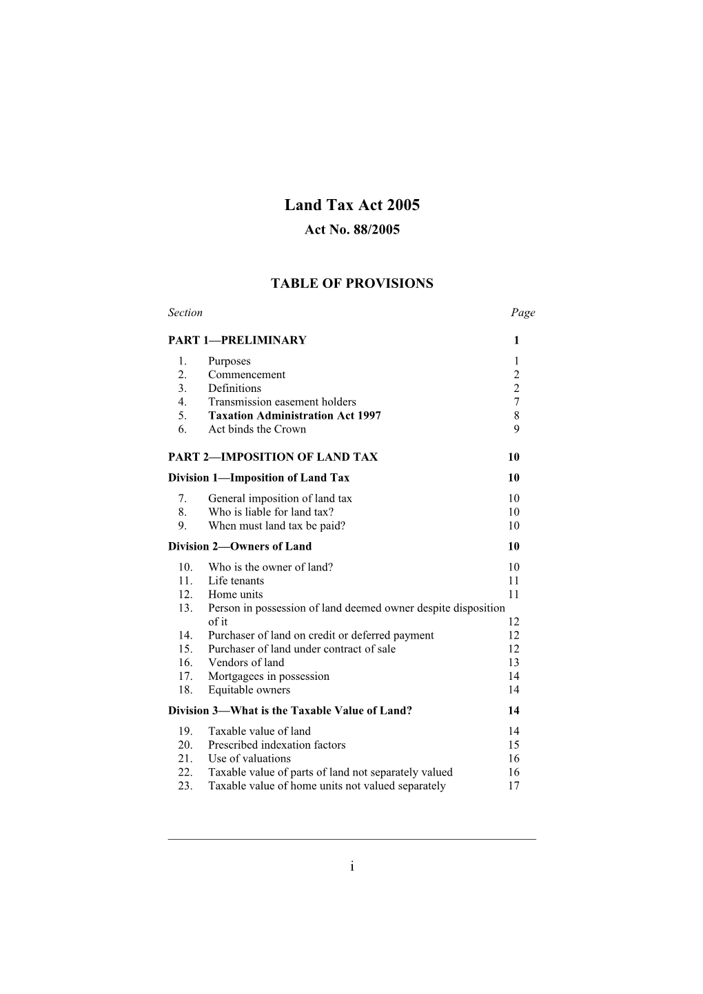 Land Tax Act 2005