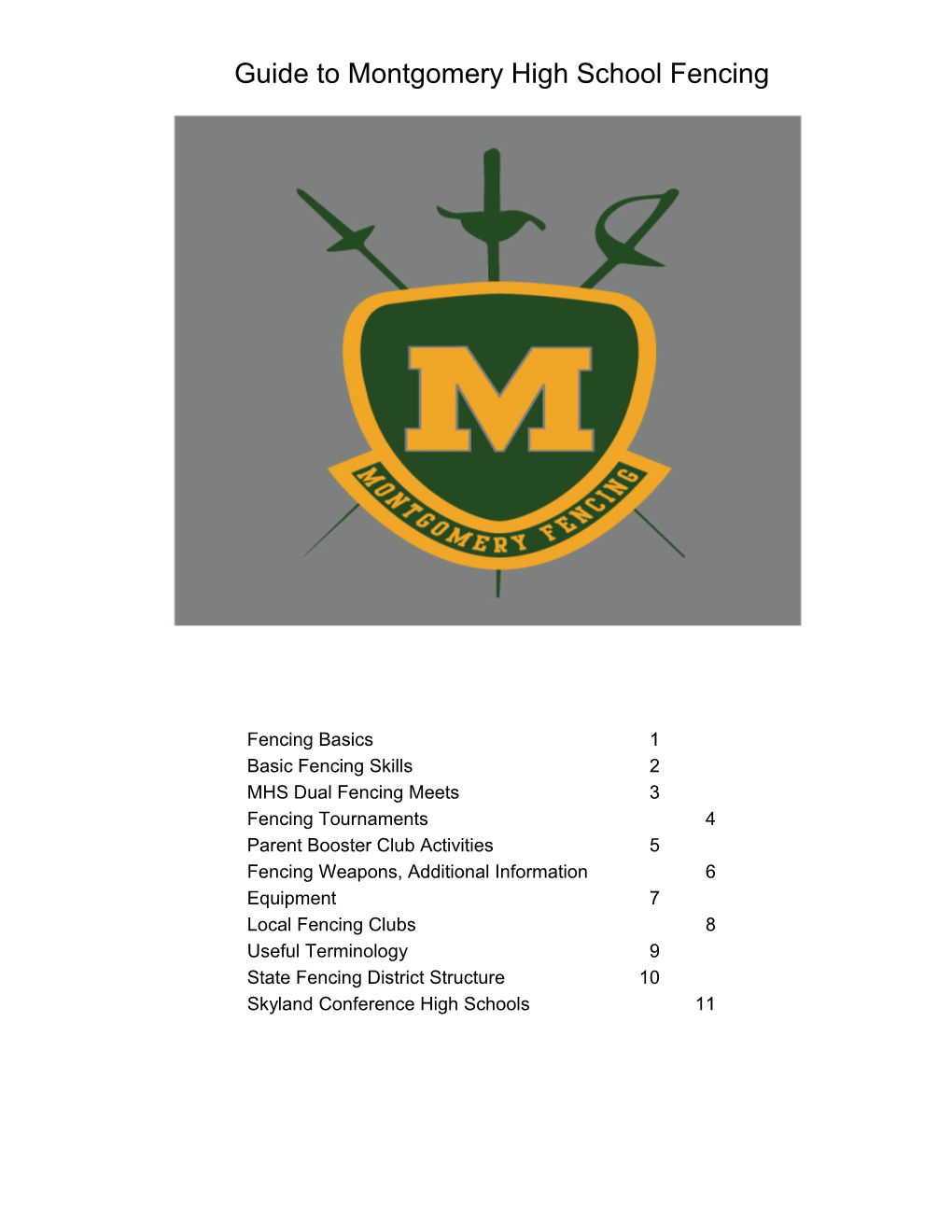 Guide to Montgomery High School Fencing