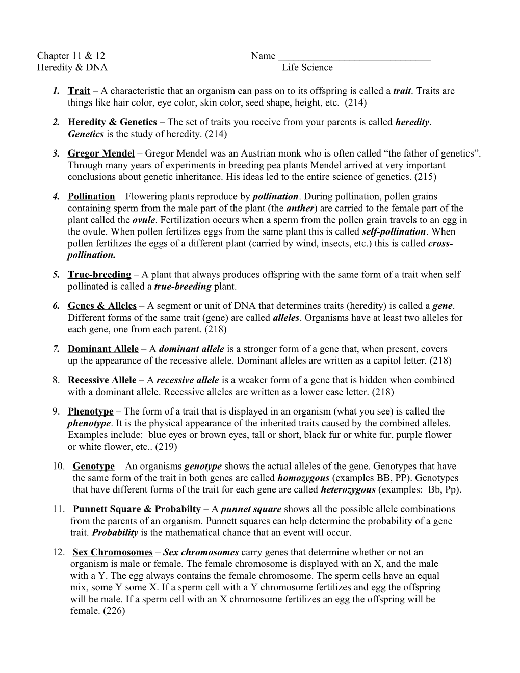 Heredity & Dnalife Science